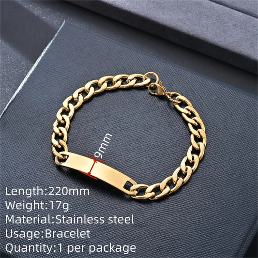 Bracelet with rectangular plate 9mm