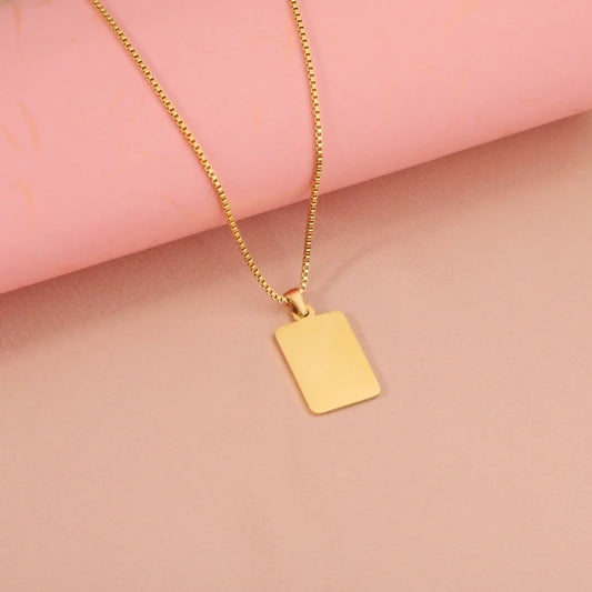 Necklace with flat rectangular pendant